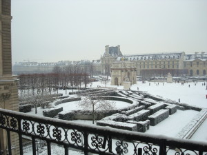 Snow in Paris from the Louvre Starwood Luxury Privileges
