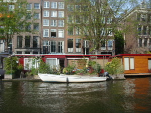 A house boat with its own boat