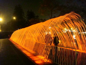 The tunnel fountain - watch out for people disrupting water