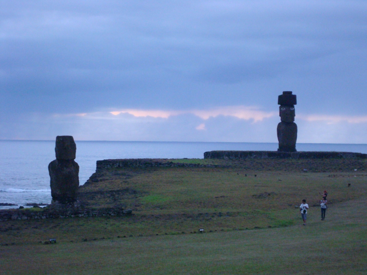 Moai at Sunset on Easter Island Hanga Roa