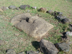 Moai buried on Easter Island statues