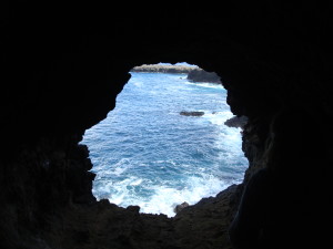 Easter Island cave with two windows