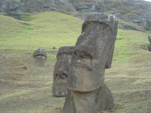 Moai of Easter Island statues at the Quarry