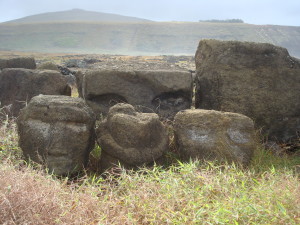 Moai heads of Easter Island statues