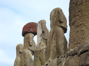 the Moai of Easter Island Statues view from behind