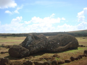 Moai left behind Easter Island statues