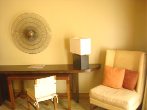 Desk and seating area