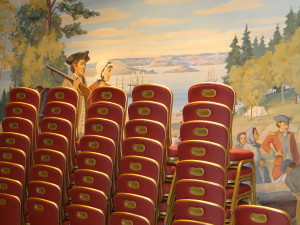 The mural hidden by meeting chairs