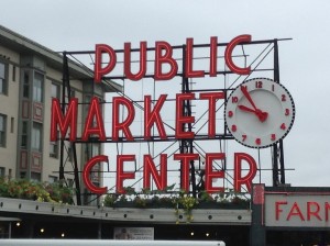 Pike Place Market Seattle short walk from Four Seasons Seattle and Loews Hotel 1000
