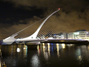 Harp Bridge (Samuel Beckett Bridge) in Dublin over the Liffey River