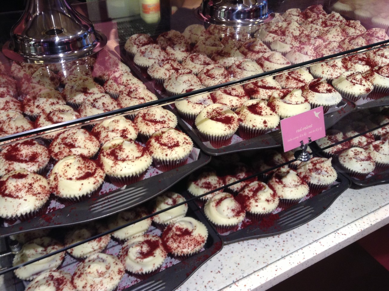 Red Velvet cupcakes at Hummingbird Bakery in London