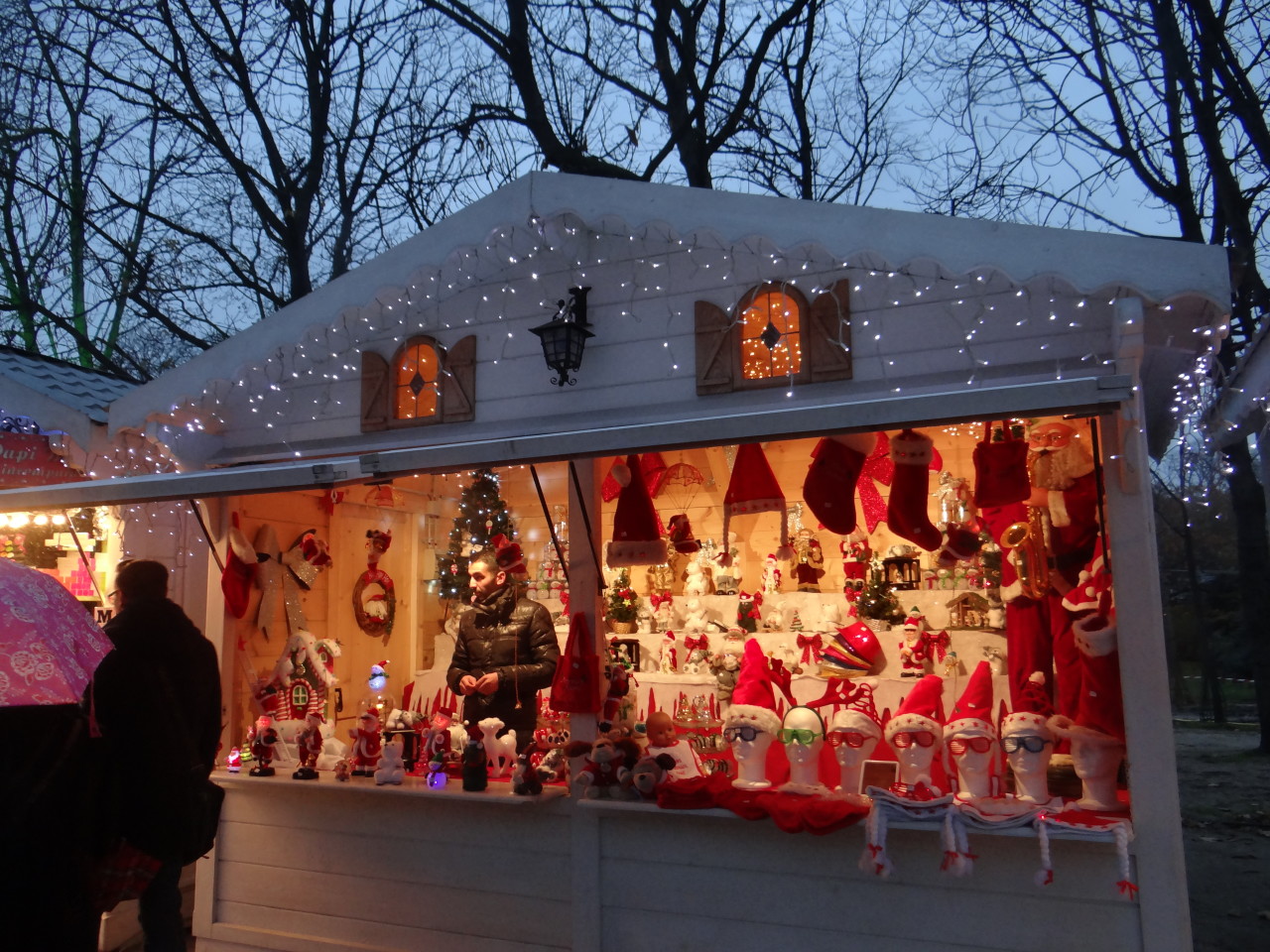 Santa hat, stockings on sale in Paris