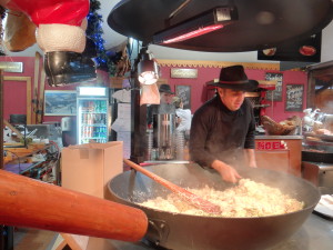 Large frying pan at La Defense market food stall