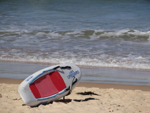 Manly Beach with lifeguard boat