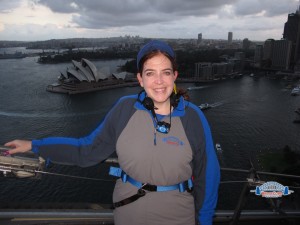 Top of Bridge Climb view of Sydney Opera House and harbour