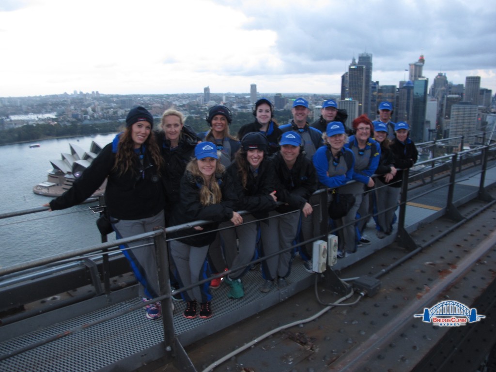 Bridge Climb group at the top of Sydney Harbour Bridge