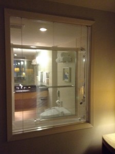 Looking through to the bathroom