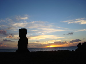 Easter Island Sunset Moai