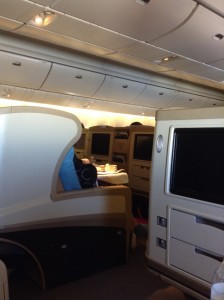 Singapore Airlines business class cabin