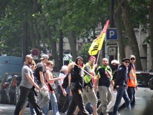 Protesters in Paris Eiffel Tower Visit