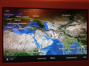 Flight path Bangkok to Paris
