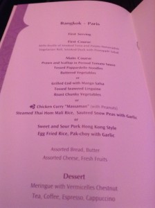 Thai A380 menu