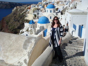 Santorini blue roof houses
