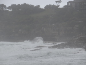 Bondi Beach in the rain and wind