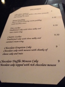 Rudy & Paco dessert menu