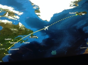 Flight Map PHL-KEF Philly to Iceland