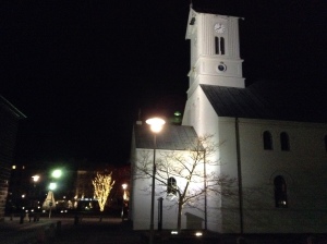 Reykjavik church winter morning
