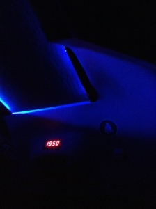 Tour bus blue light Iceland