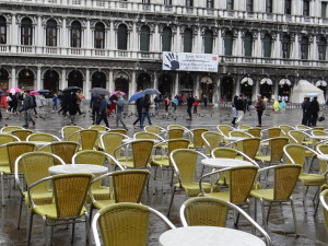 Piazza San Marco cafes in rain