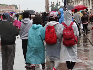 Venice San Marco crowds in rain
