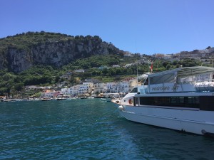 View of Capri from ferry harbor