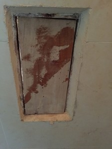 Shower filled with wood