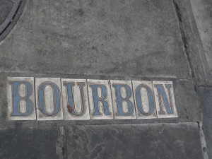 Bourbon Street tiles in the pavement New Orleans