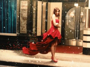 Dean West red dress lego lady
