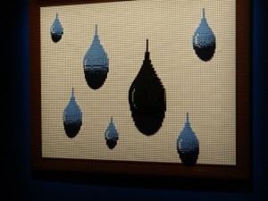 The Art of the Brick water droplets