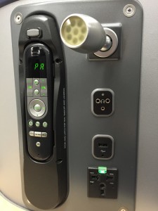 American Airlines A330 controls in seat