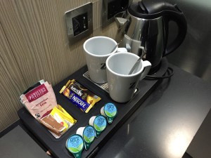 In room coffee tea options at Z Hotel Soho
