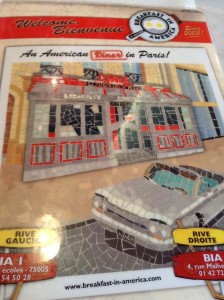 Breakfast in America diner in Paris menu