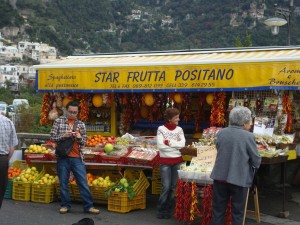 Amalfi Coast Positano fruit stand viewpoint