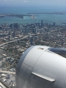 Miami skyline from plane