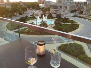 The Logan Hotel rooftop bar assembly view of logan's circle parkway