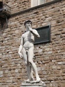 Statue of David Florence replica courtyard Uffizi