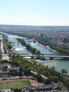 Visiting the Eiffel Tower in Paris Seine view from above