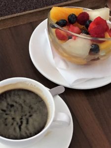 Concorde Lounge coffee and fruit
