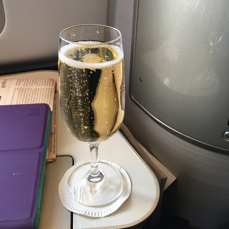 British Airways First Class Champagne welcome
