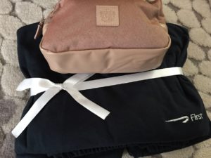 British Airways First Pajamas and Toiletry Bag